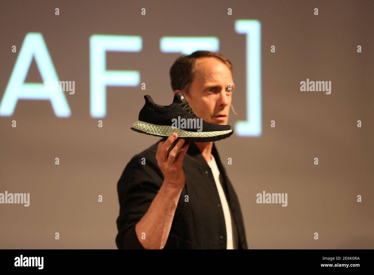 Adidas Executive Board Global Brands member Eric Liedtke holds the new  Futurecraft shoe at an unveiling event in New York City, New York, U.S.  April 6, 2017. REUTERS/Joe Penney Stock Photo - Alamy