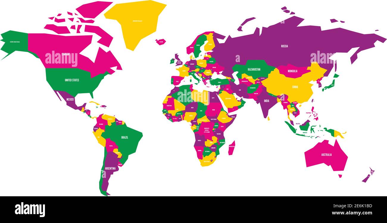 Colorful map of World. Simplified vector map with country name ...