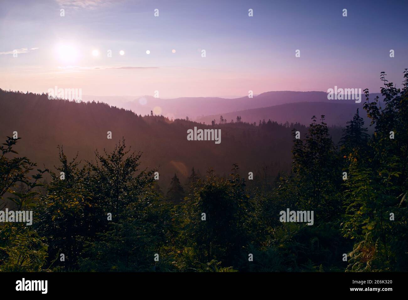 Sunrise over the Black Forest in Germany Stock Photo - Alamy