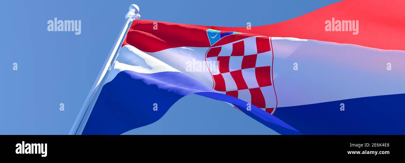 3D rendering of the national flag of Croatia waving in the wind Stock ...