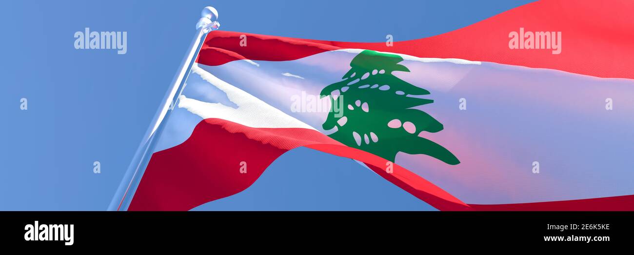 3D rendering of the national flag of Lebanon waving in the wind Stock ...
