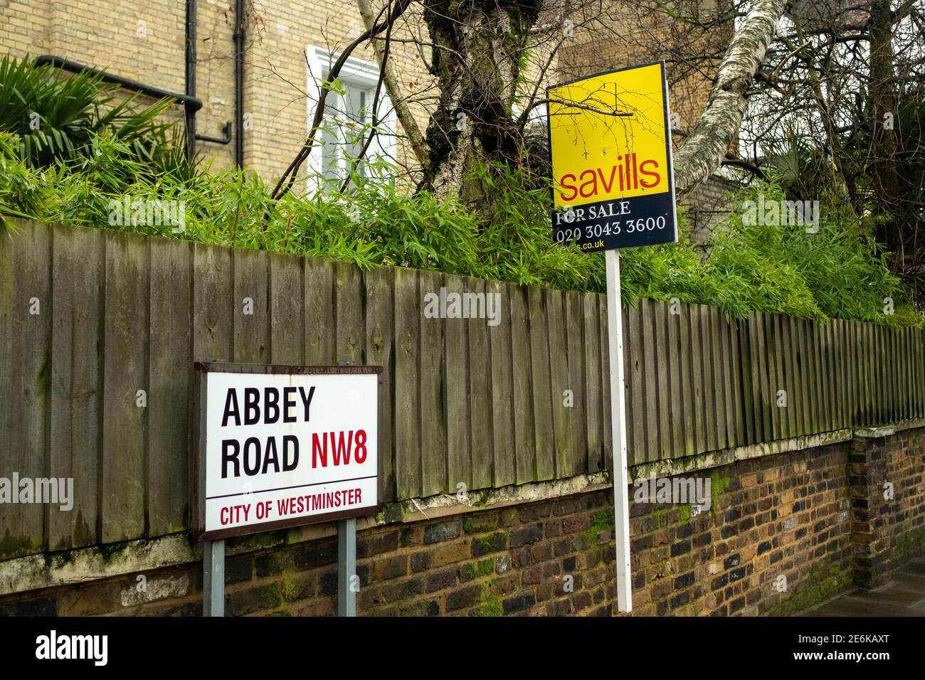 London-  Abbey Road street sign, a famous street in North West London Stock Photo