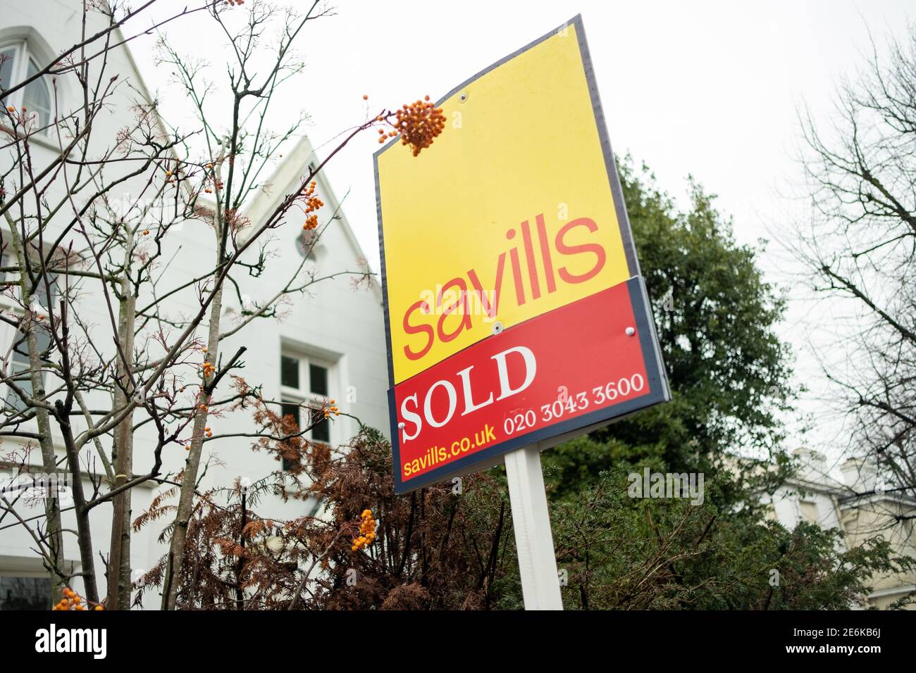 London- Savills estate agent sign advertising property in London Stock Photo