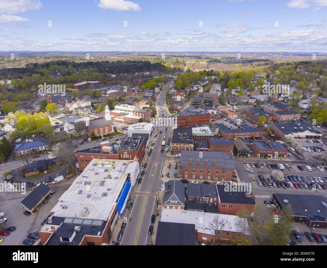 Aerial View Of Historic Center Of Andover On Main Street In Andover