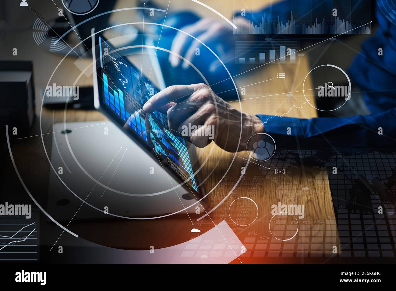Financial Data Analyst Using KPI Dashboard Technology Stock Photo