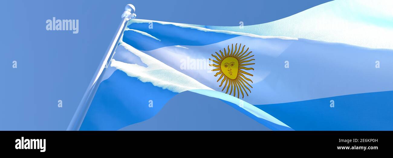3D rendering of the national flag of Argentina waving in the wind Stock ...