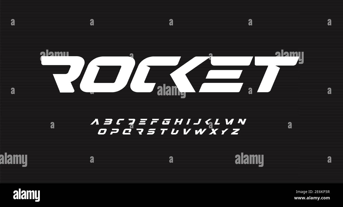 Italic bold speed alphabet. Rocket futuristic font, minimalist type for  modern sport logo and space science logo. Fast action style letters set  Stock Vector Image & Art - Alamy