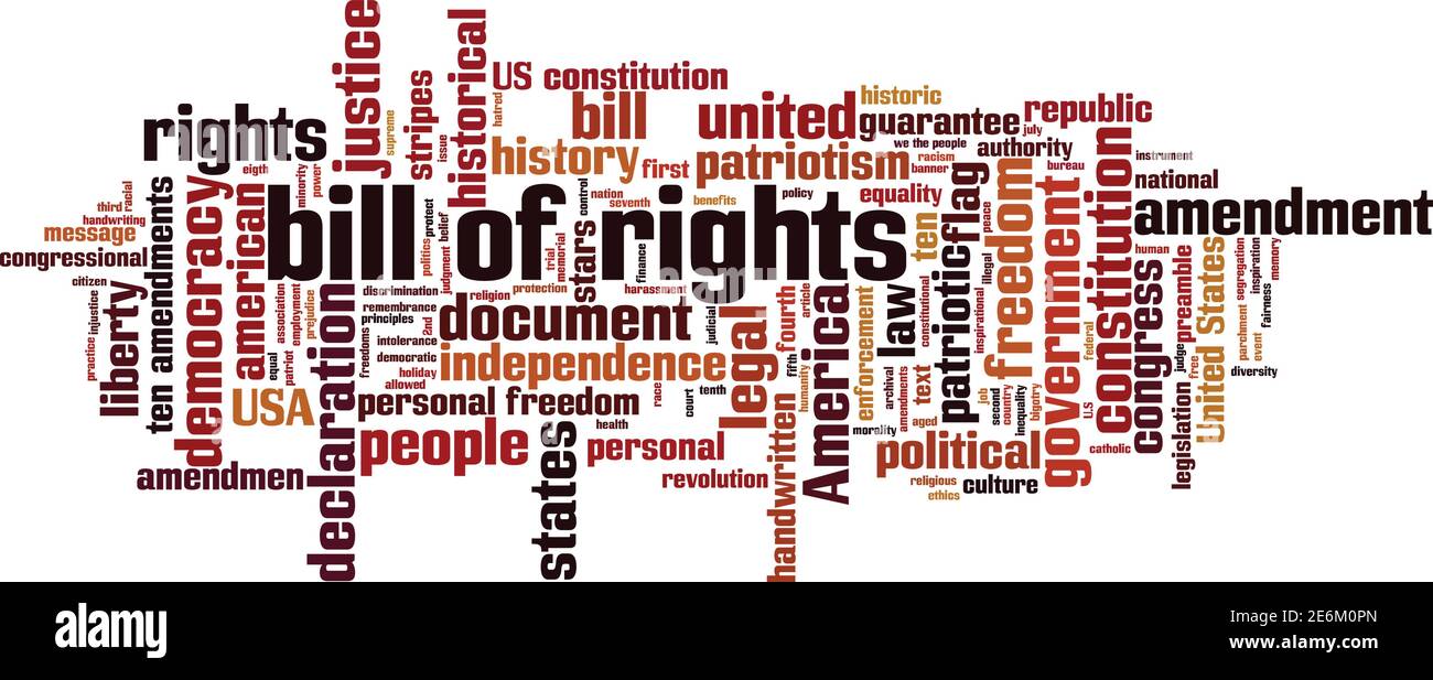 Bill of rights word cloud concept. Collage made of words about bill of rights. Vector illustration Stock Vector