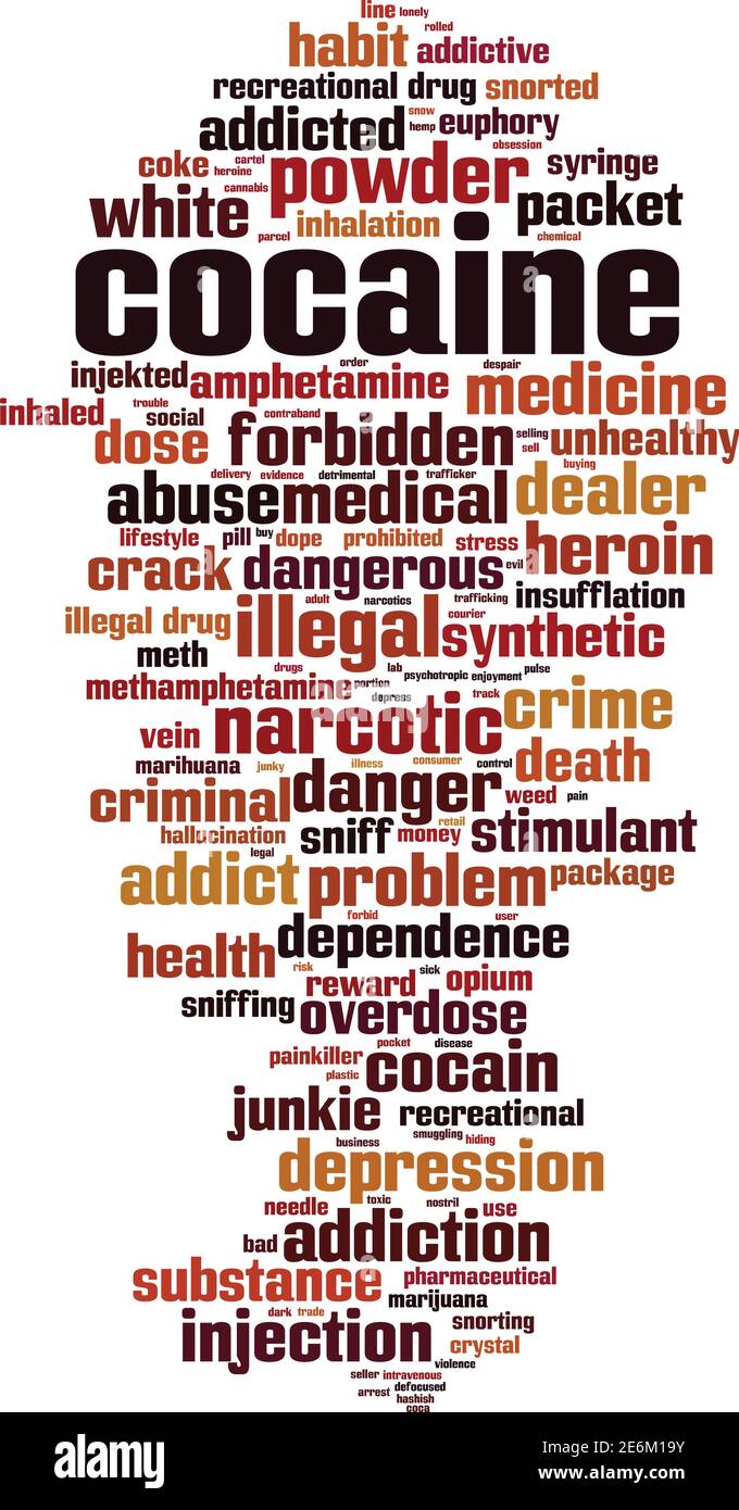 Cocaine word cloud concept. Collage made of words about cocaine. Vector illustration Stock Vector