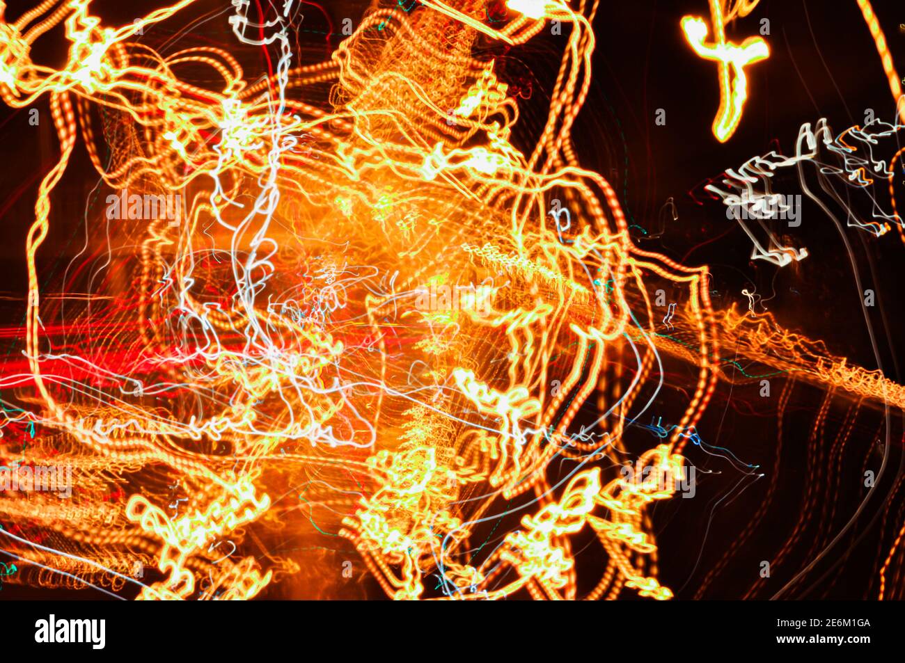 High-speed radial light paths of city lights and car headlights on the ...