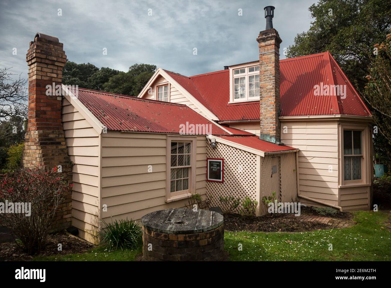 Horizontal frontal view of the Ewelme cottage in Parnell district, Auckland, North Island, New Zealand Stock Photo