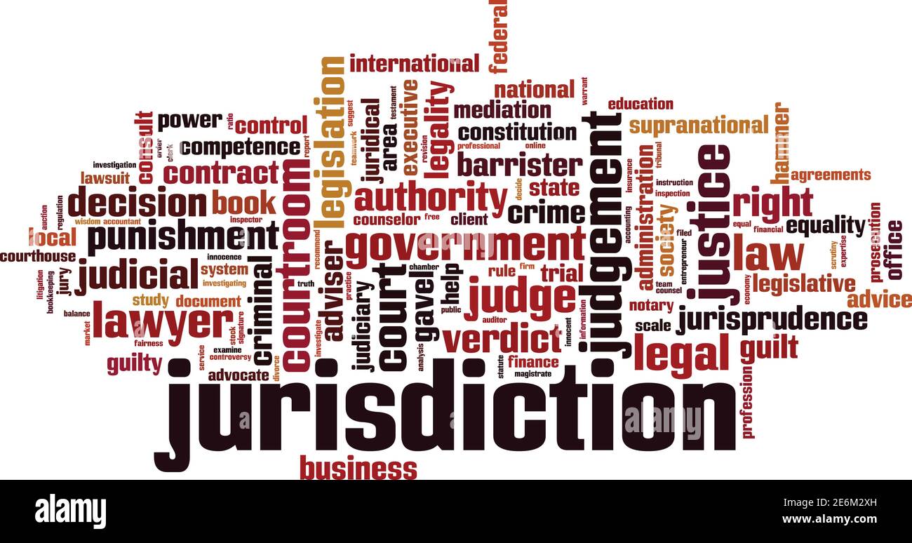 Jurisdiction word cloud concept. Collage made of words about jurisdiction. Vector illustration Stock Vector