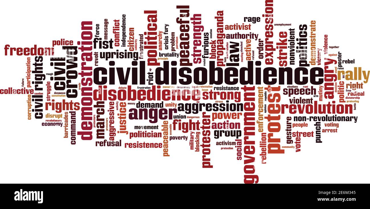 Civil disobedience word cloud concept. Collage made of words about civil disobedience. Vector illustration Stock Vector