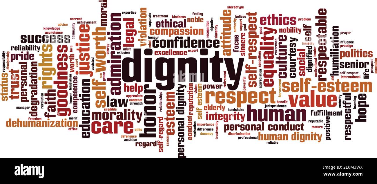 Dignity word cloud concept. Collage made of words about dignity. Vector illustration Stock Vector