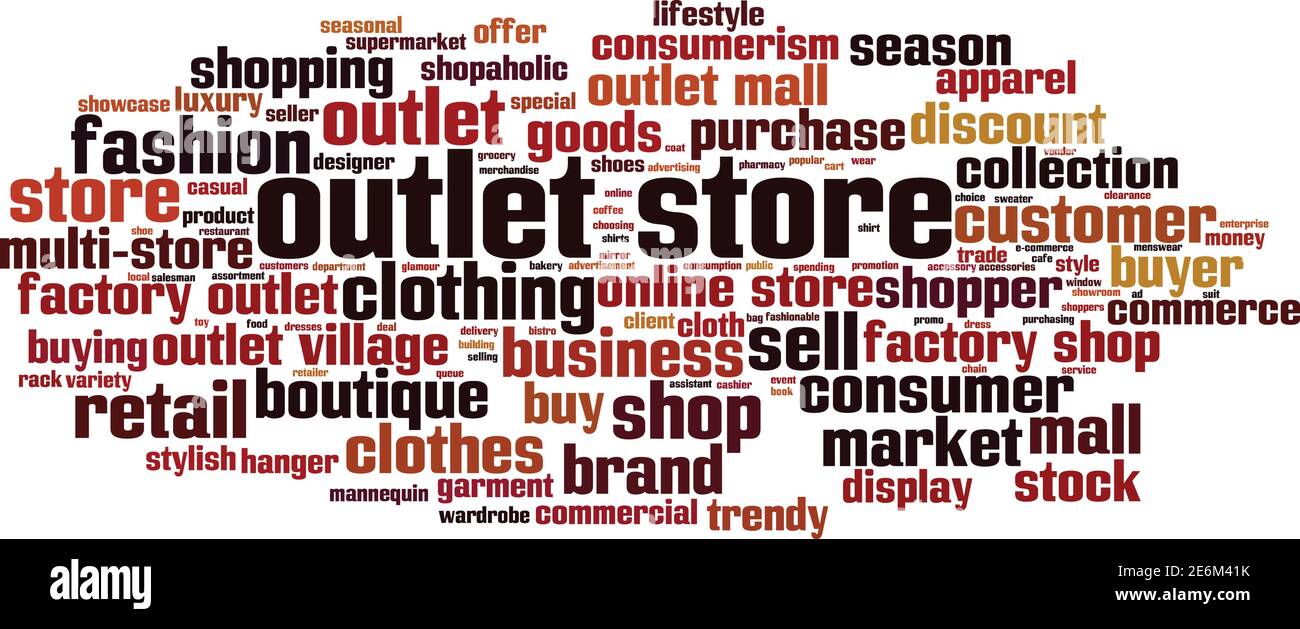 Outlet store word cloud concept. Collage made of words about outlet