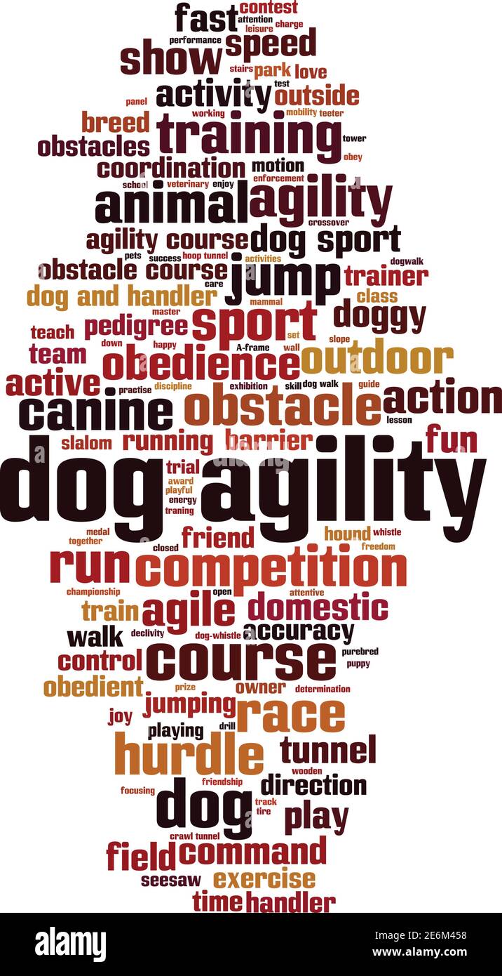 Dog agility word cloud concept. Collage made of words about dog agility. Vector illustration Stock Vector