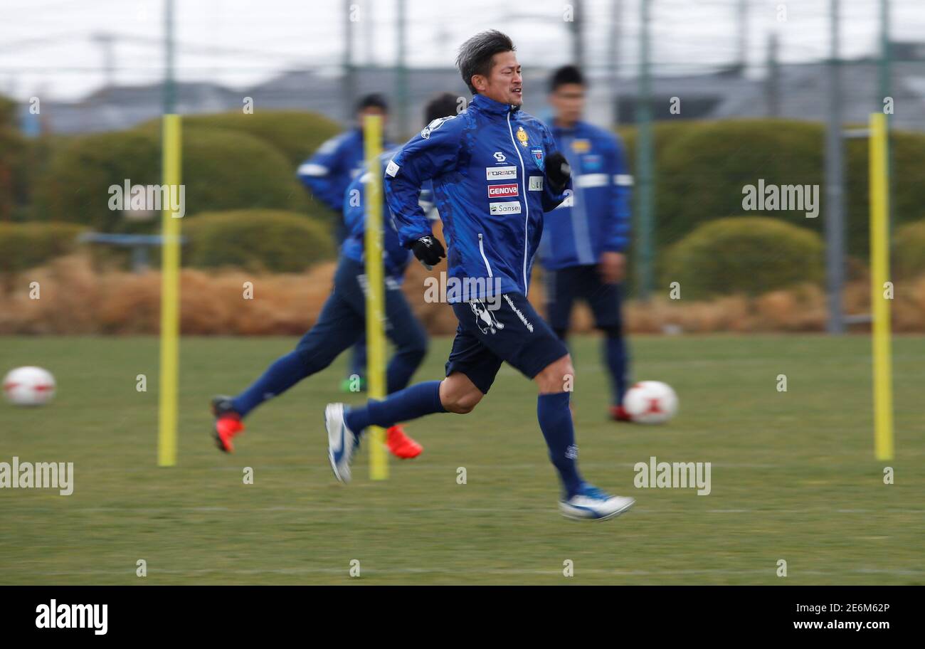 Yokohama Fc S Japanese Striker Kazuyoshi Miura Oldest Footballer To Score Competitive Goal Takes Part In A Training Session In Yokohama Japan March 21 17 Reuters Toru Hanai Stock Photo Alamy