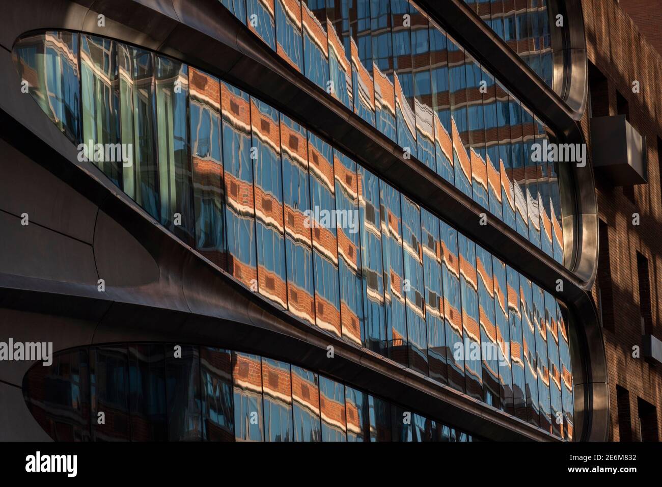 window reflection on Zaha Hadid building in Chelsea near the High Line ...