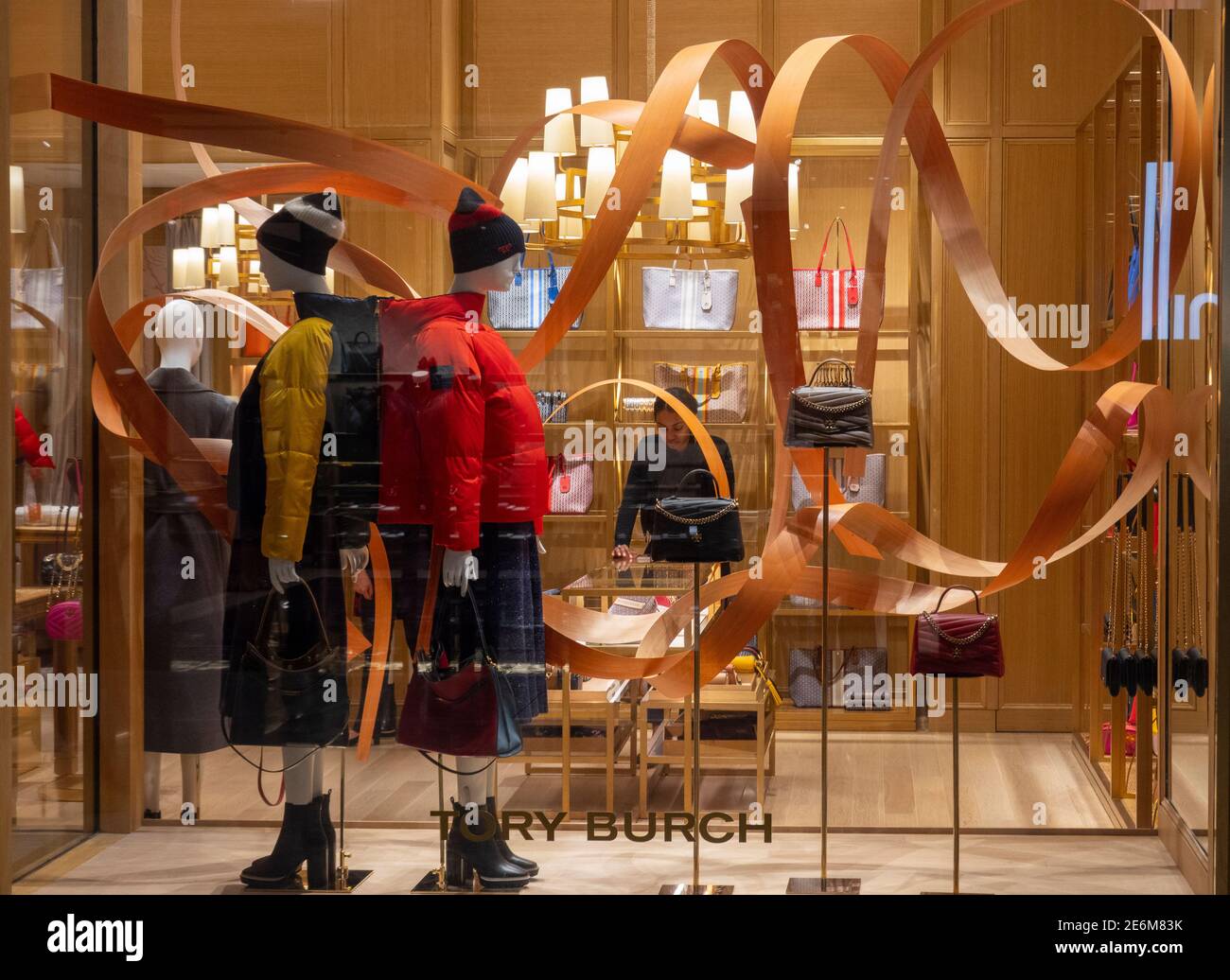 Tory Burch store windows at Hudson Yards shops in Manhattan NYC Stock Photo