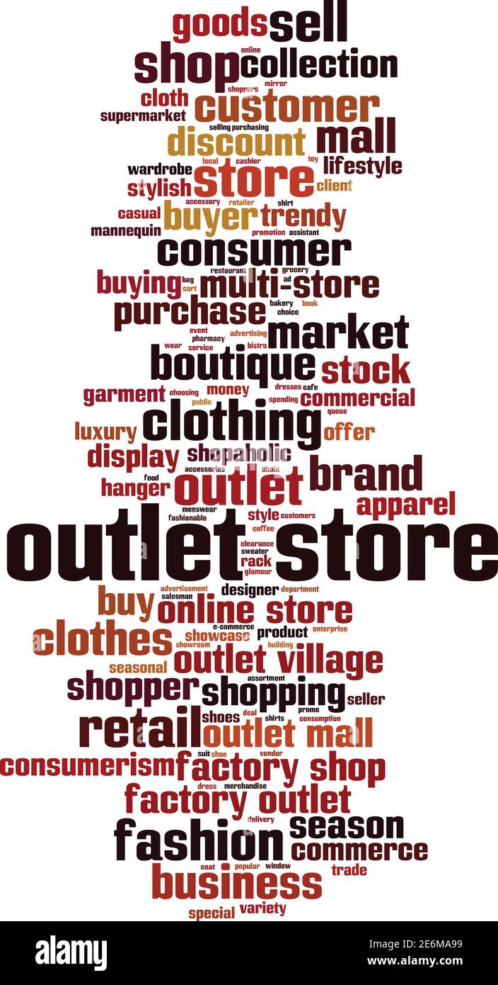 Outlet store word cloud concept. Collage made of words about outlet