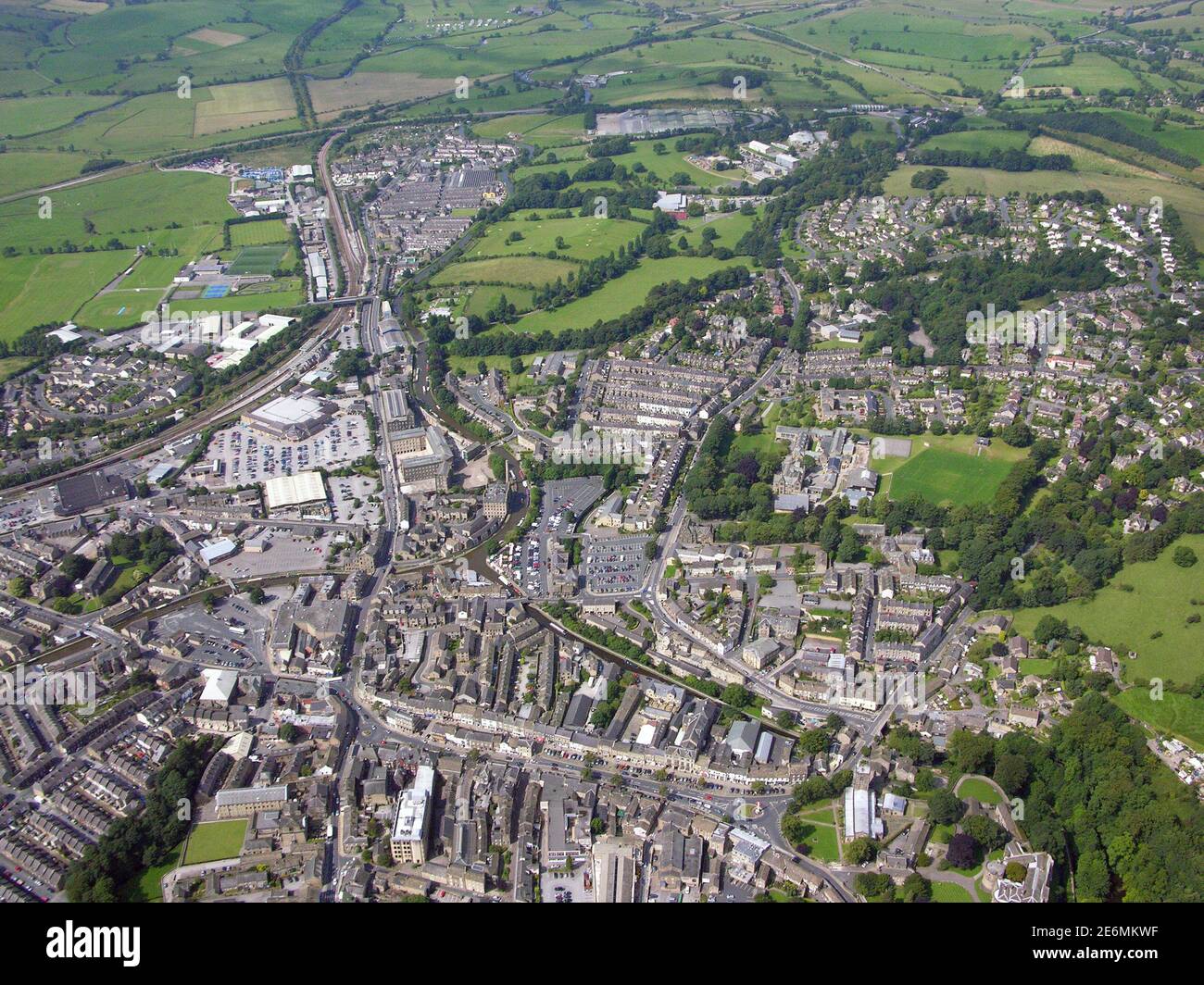 aerial view of Skipton, North Yorkshire Stock Photo