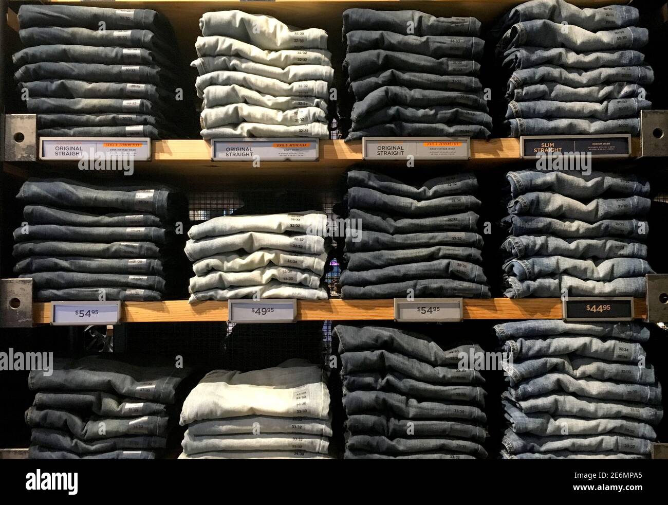 Jeans are seen for sale in an American Eagle Outfitters retail store in  Manhattan, New York, U.S., May 13, 2016. REUTERS/Mike Segar Stock Photo -  Alamy