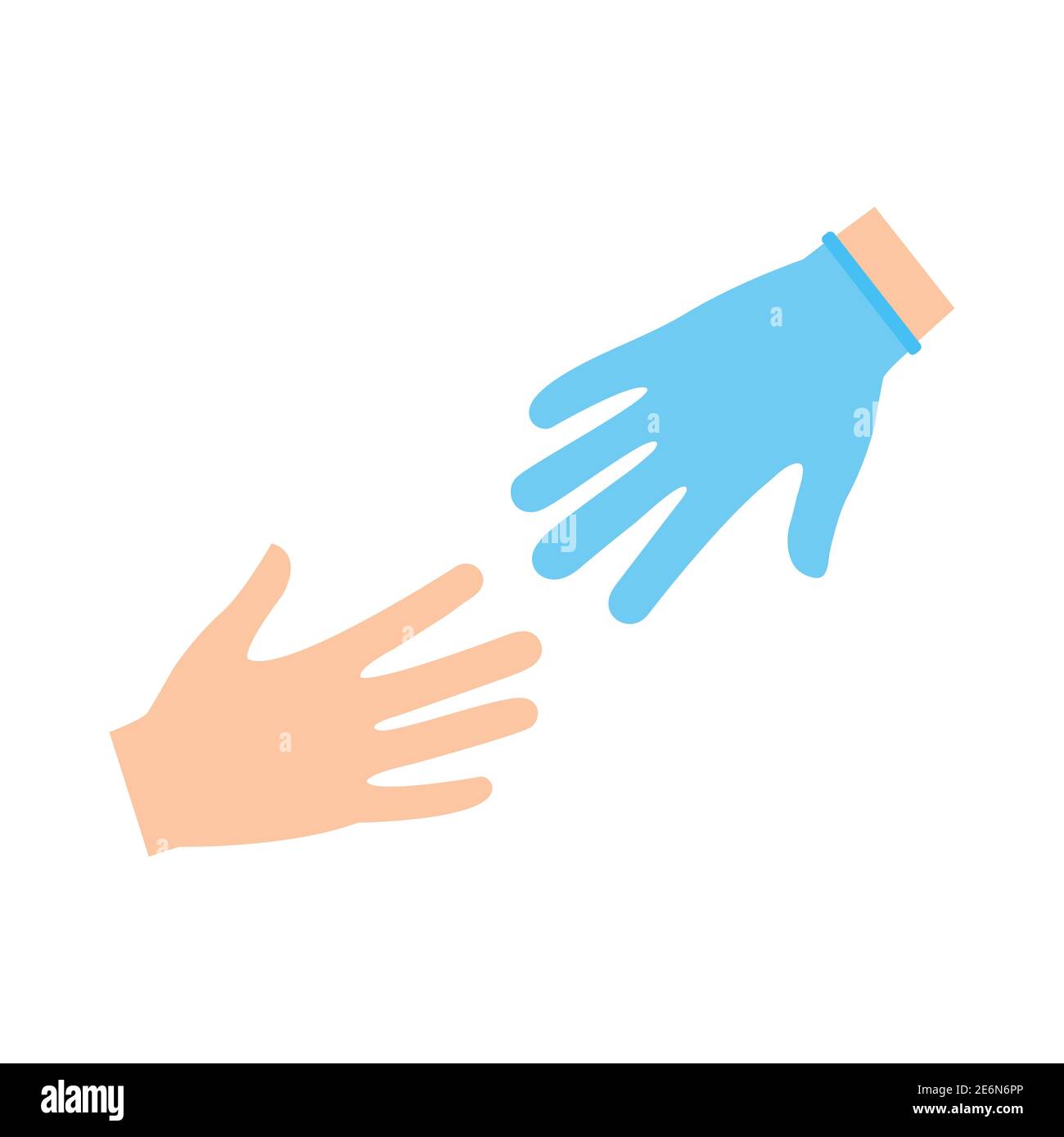 Doctor helps patient. Hands symbolizing a team or teamwork flat color icon for medicine. Thanks to health care concept. Help and support symbol. Stock Vector