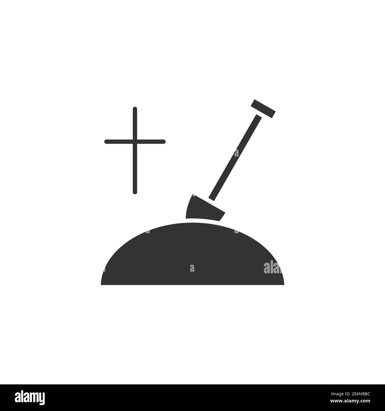 Shovel icon. Burial organization process illustration. Funeral