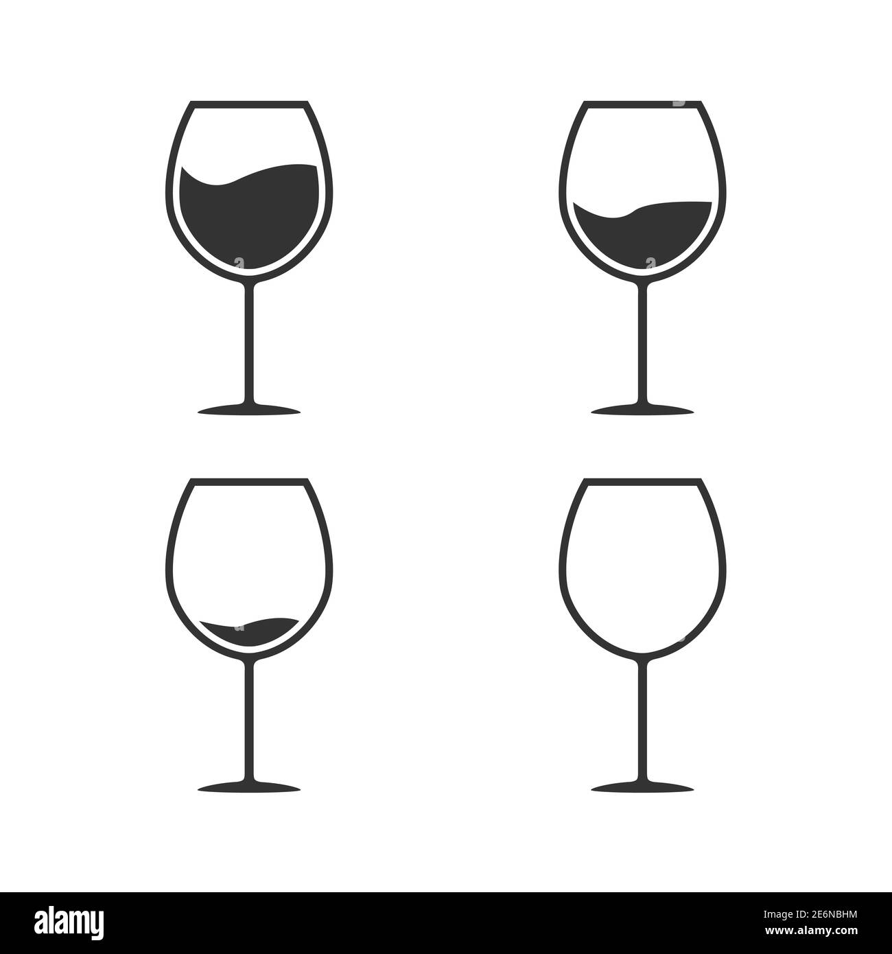 Glass wine icon set. Drink silhouettes collection. Vector isolated on
