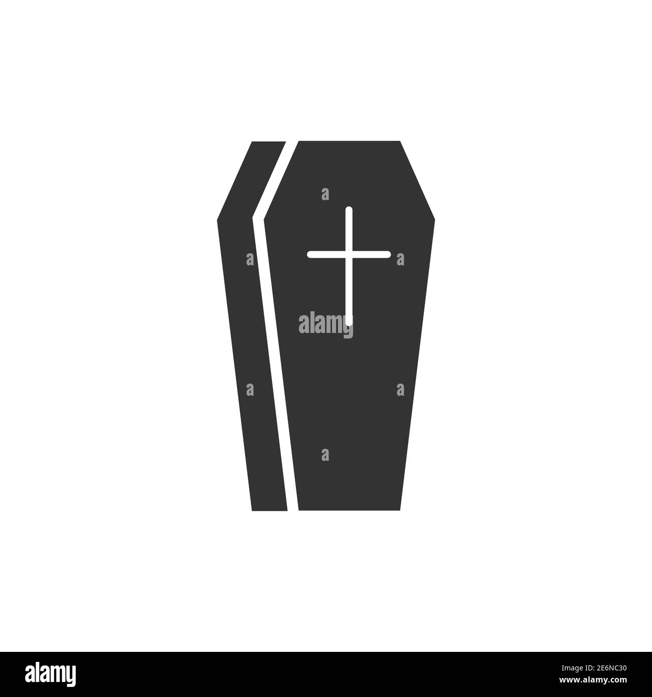 Coffin icon. Burial black silhouette vector illustration isolated on white. Stock Vector