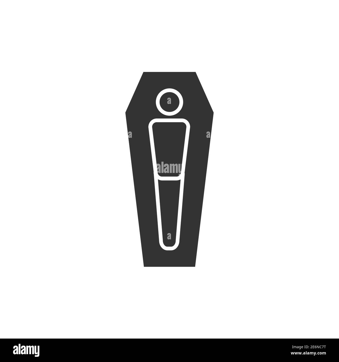 Coffin icon. Burial black silhouette vector illustration isolated on white. Stock Vector