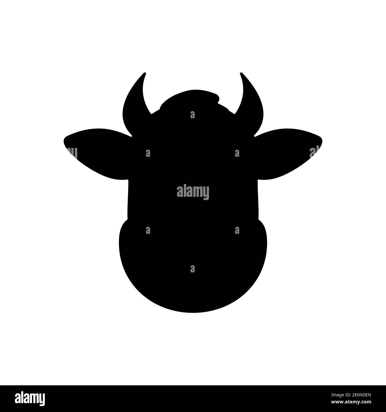 Cow head icon. Farm animal black silhouette. Vector isolated on white ...