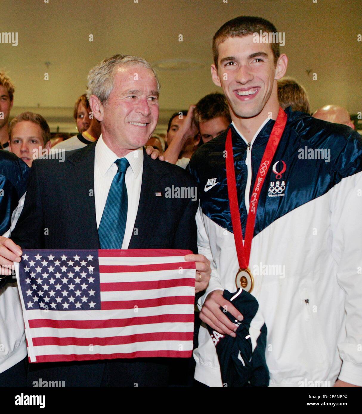 Michael phelps with gold medal beijing hires stock photography and