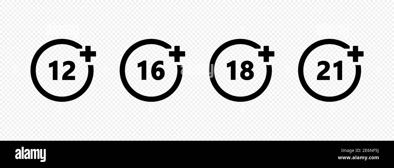 Set of age restriction icons. 12, 14, 18 and 21 age limit concept Stock Vector Image & Art Alamy
