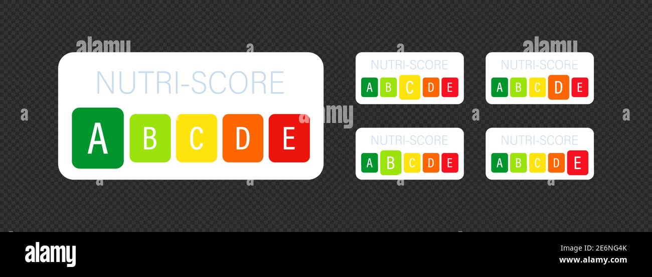 Nutri Score vertical stickers set. Score system sign. Vector EPS 10 ...