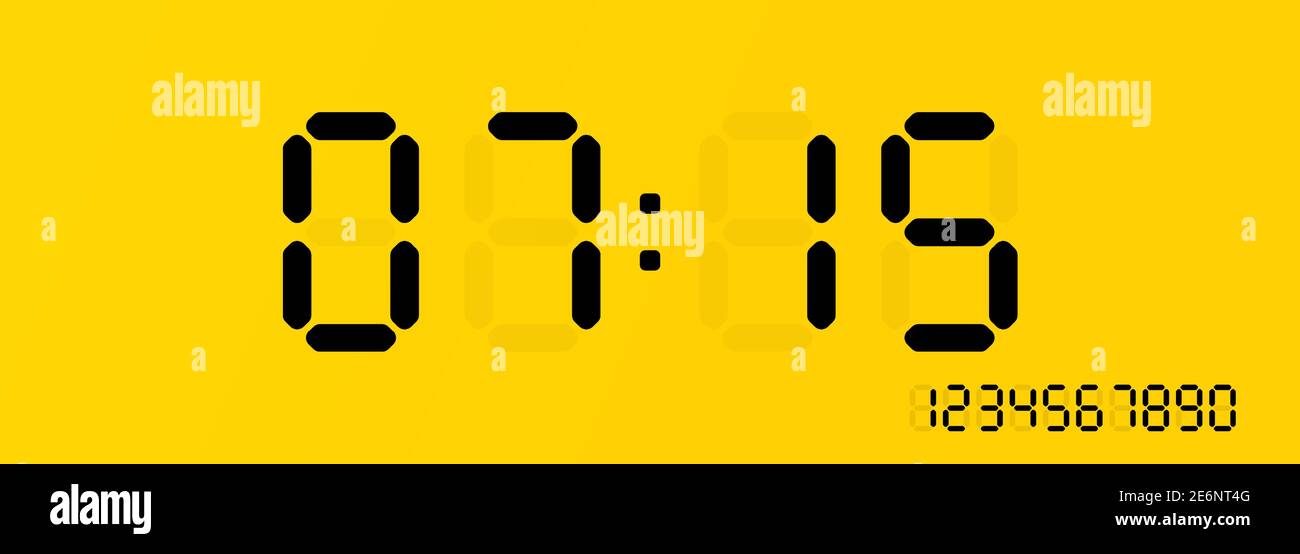 Digital clock icon. Digital calculation number set. Vector on isolated black background. EPS 10. Stock Vector