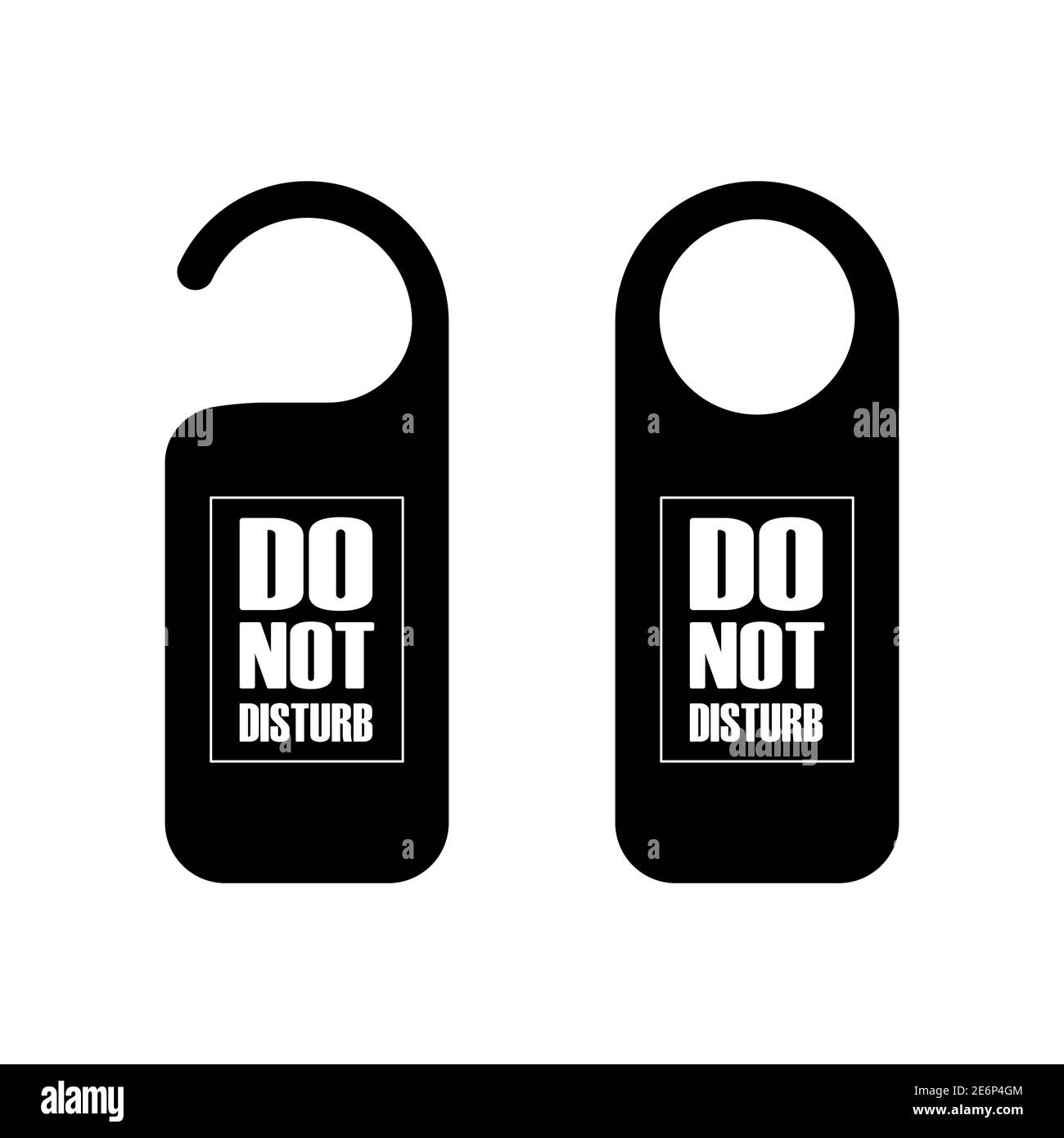 Do not disturb sign set in black. Hotel room. Vector on isolated background. EPS 10. Stock Vector