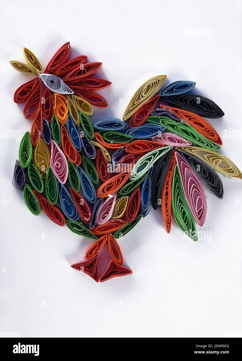 Colorful paper applique of a rooster on a white background Stock Photo