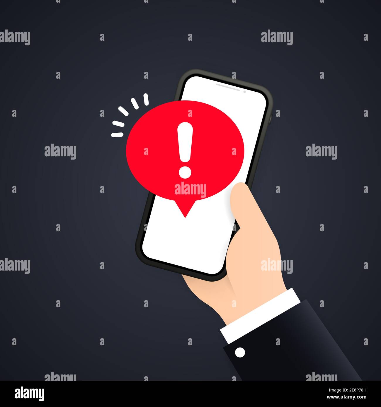Mobile phone screen with a warning about spam, secure connection, fraud