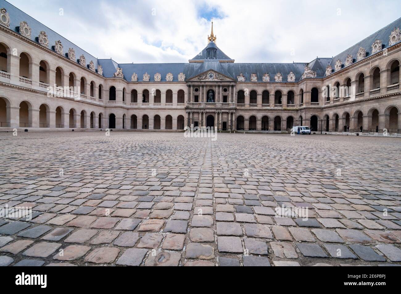 Front facade of Les Invalides museum (previously known as Hotel des Invalides) Stock Photo