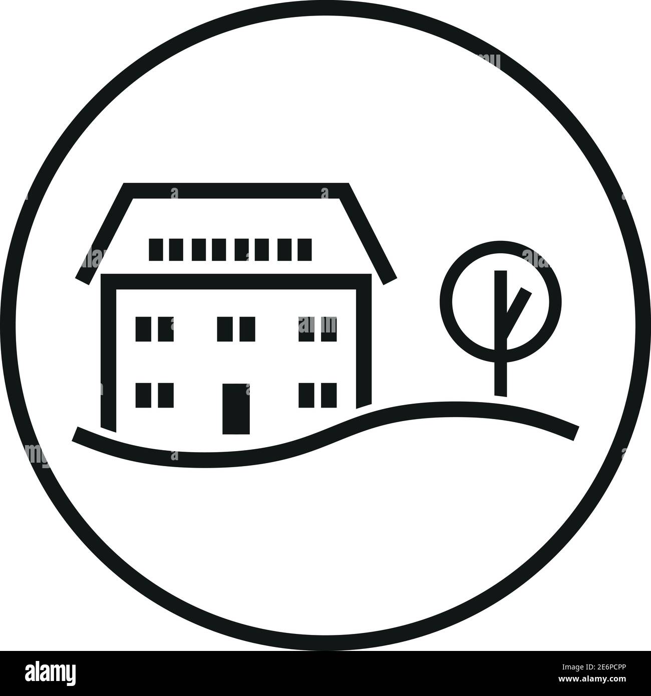 Family house, meadow, tree, real estate background Stock Vector Image ...