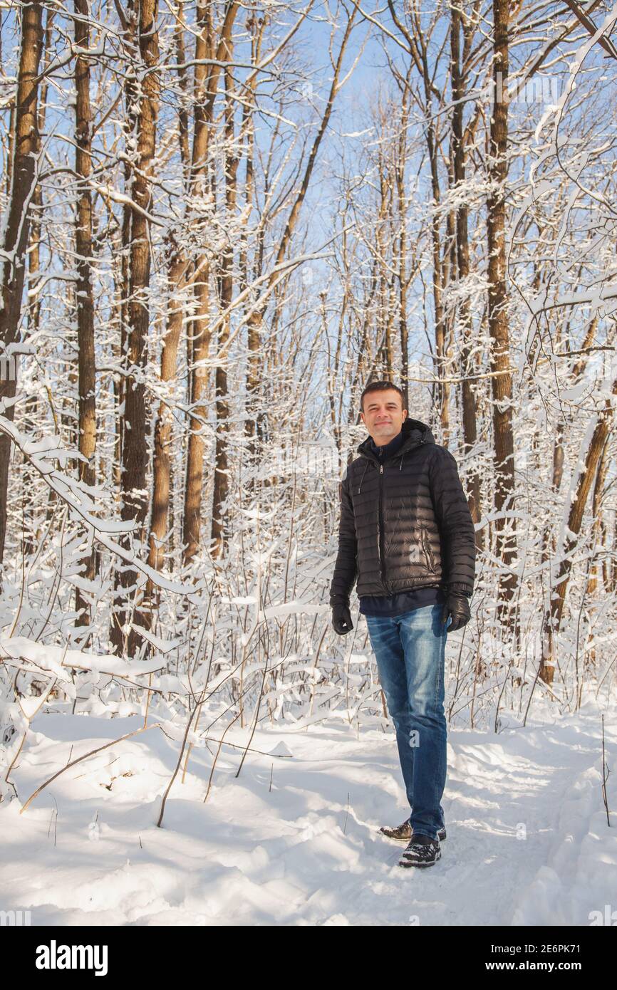 Man in beautiful pine forest hi-res stock photography and images - Alamy