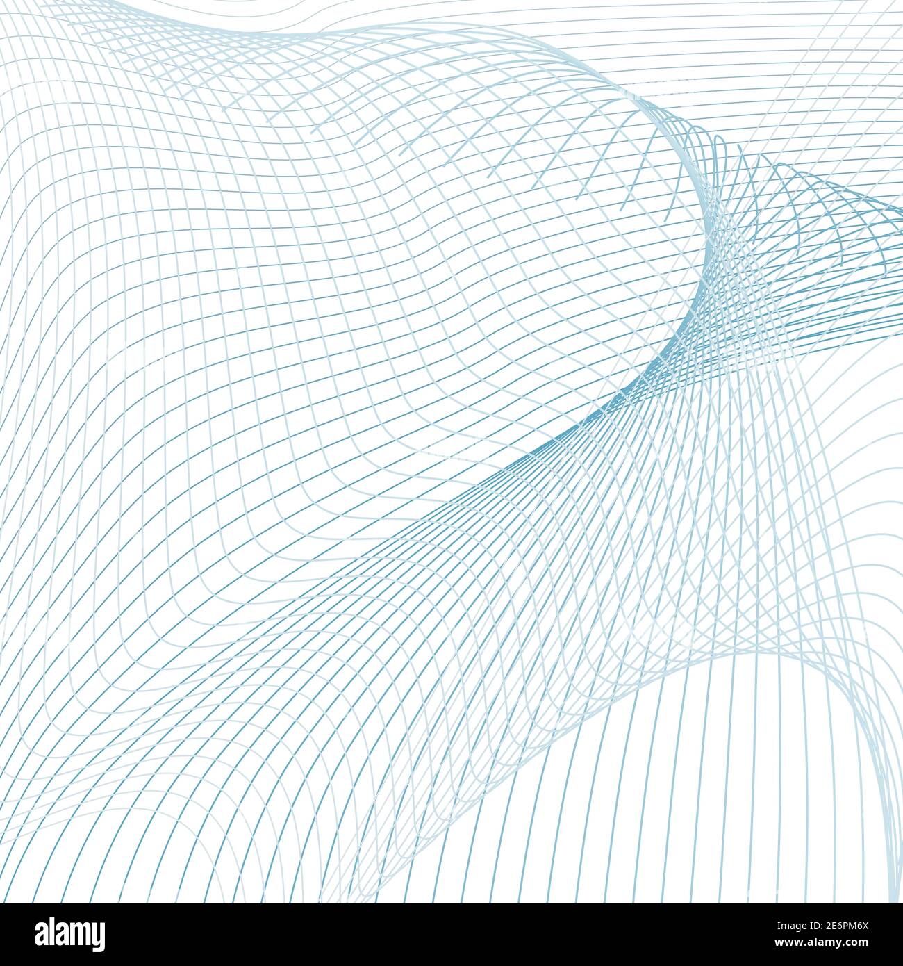 Abstract technology design. Blue, gray curves. Vector line art futuristic pattern. Sound, radio waves. Energy, power concept. White background. EPS10 Stock Vector