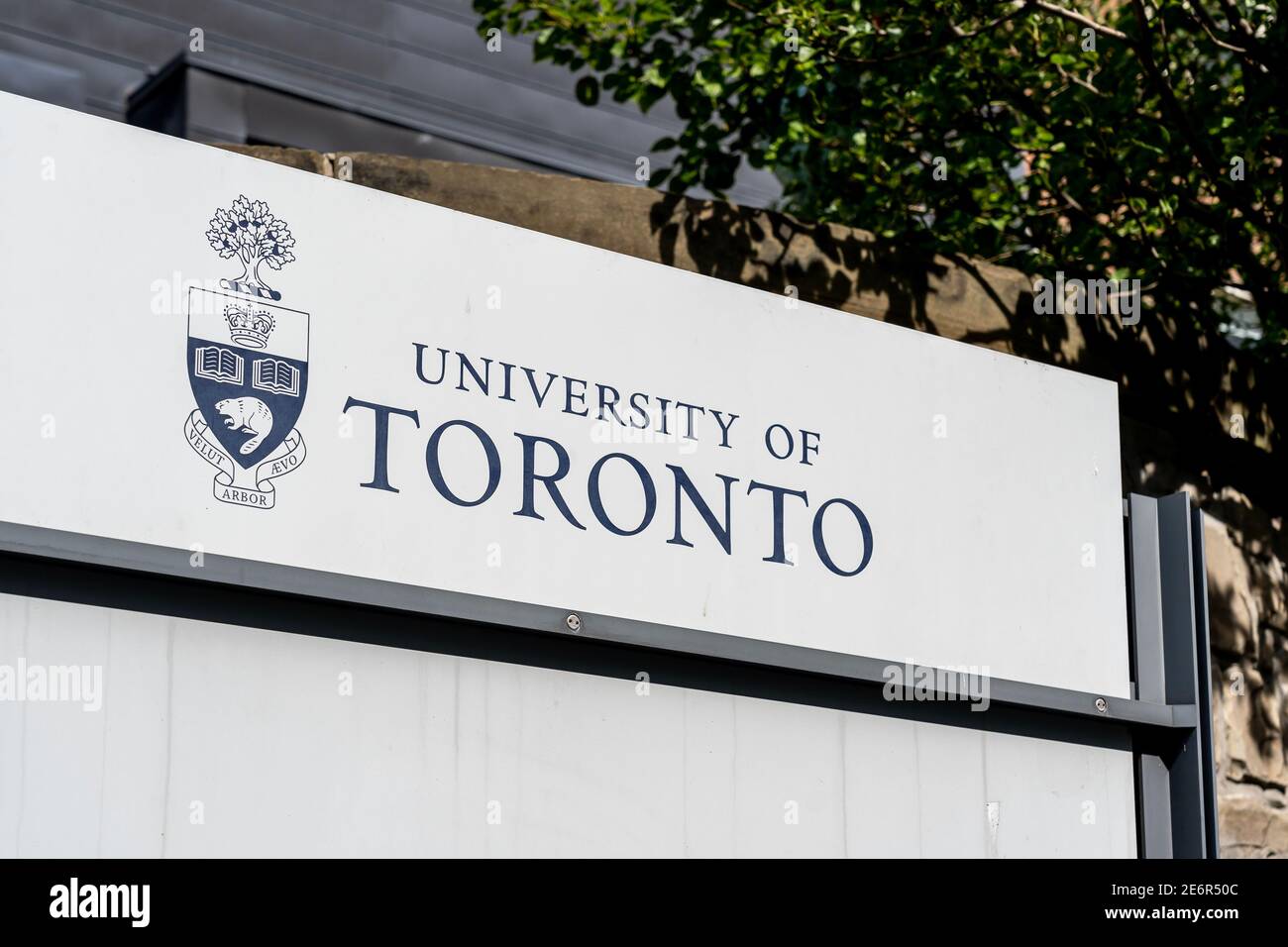 Toronto, Canada - September 12, 2020: Close up of University of Toronto sign. Stock Photo