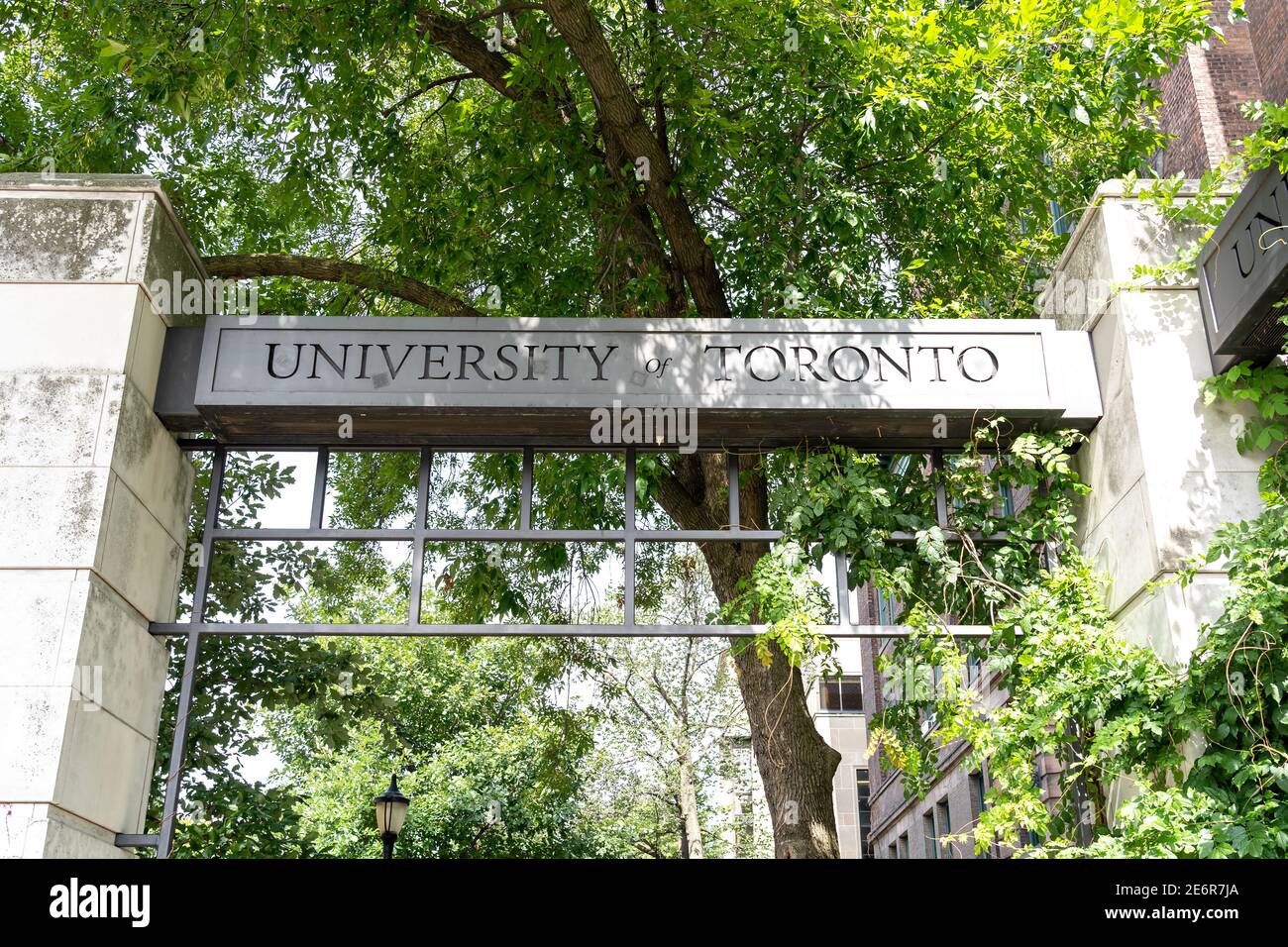 Toronto, Canada - September 12, 2020: Close up of University of Toronto sign. Stock Photo
