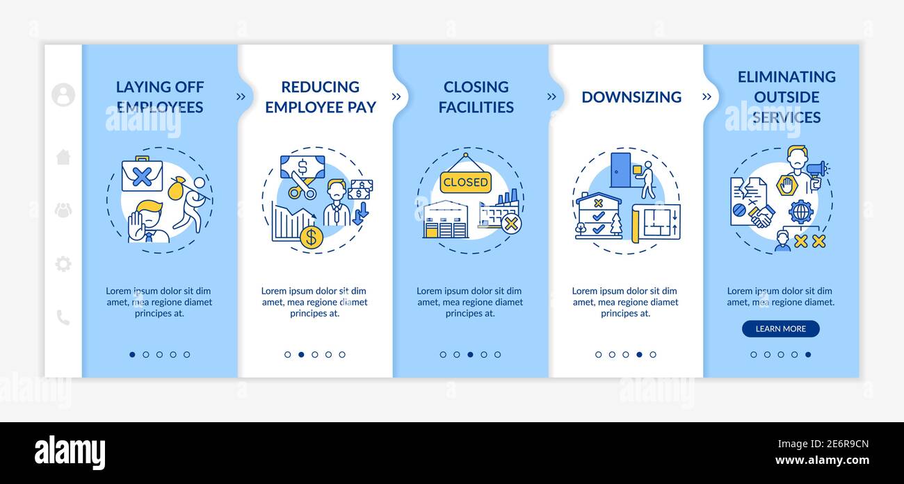 Cost cutting measures onboarding vector template Stock Vector