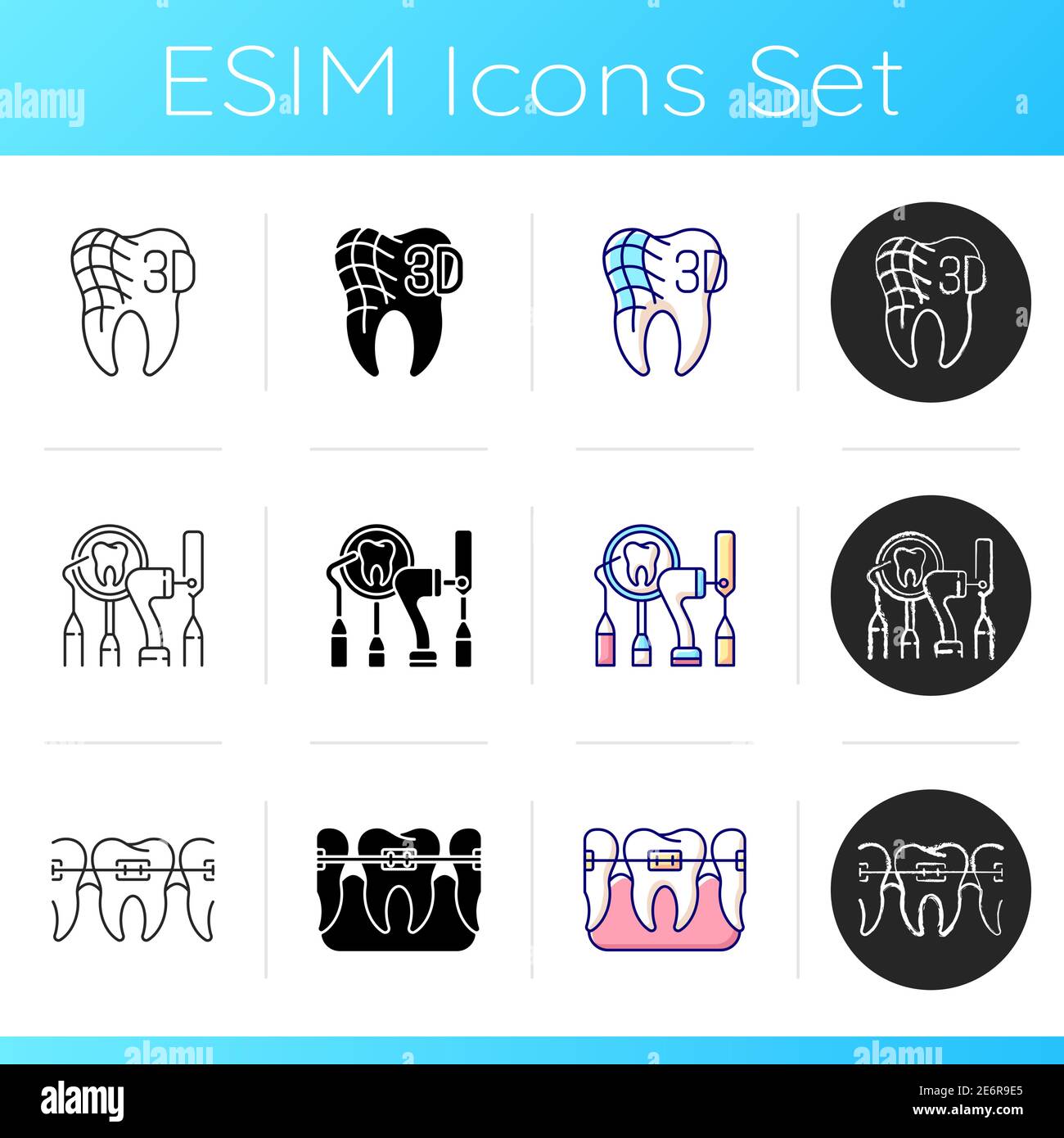 Professional stomatology icons set Stock Vector Image & Art - Alamy