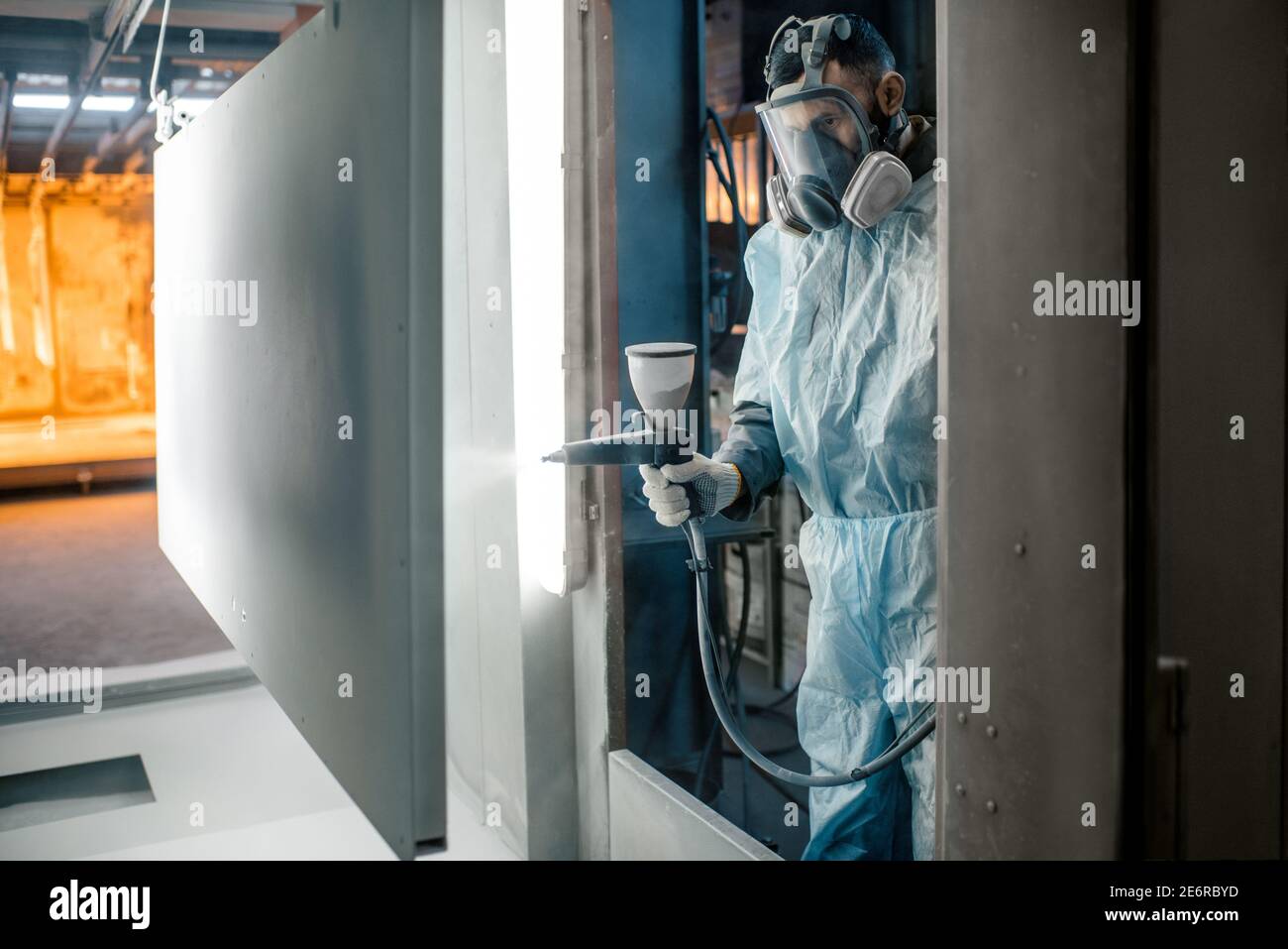 Powder coating process of metal products Stock Photo Alamy