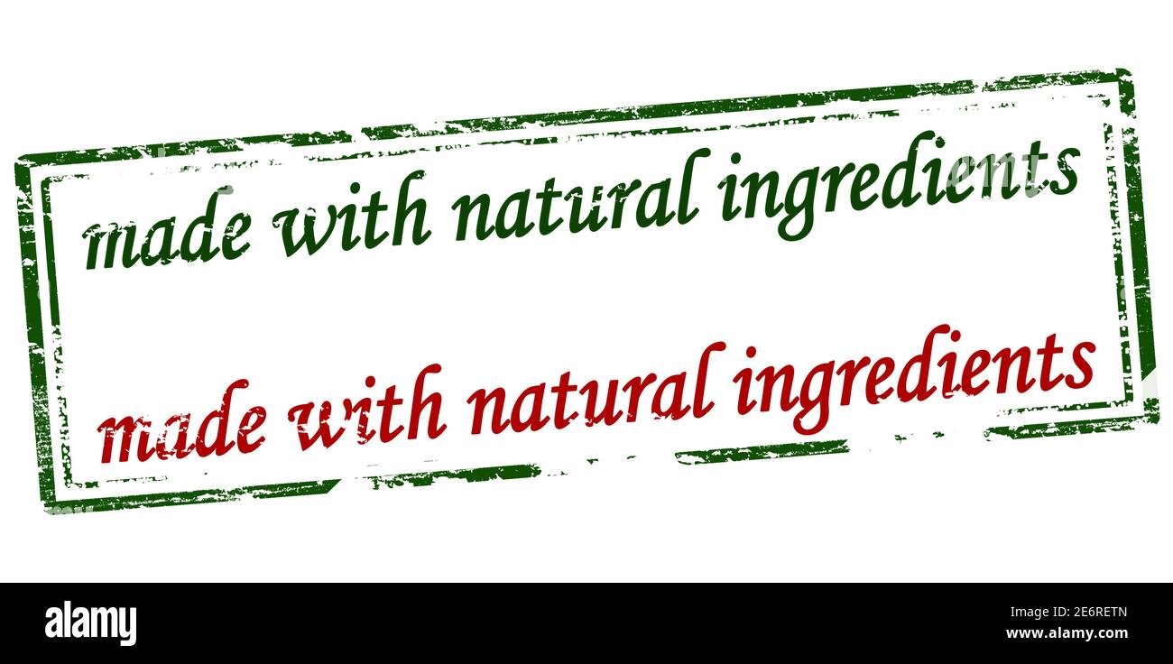 Rubber stamp with text made with natural ingredients inside, vector illustration Stock Photo