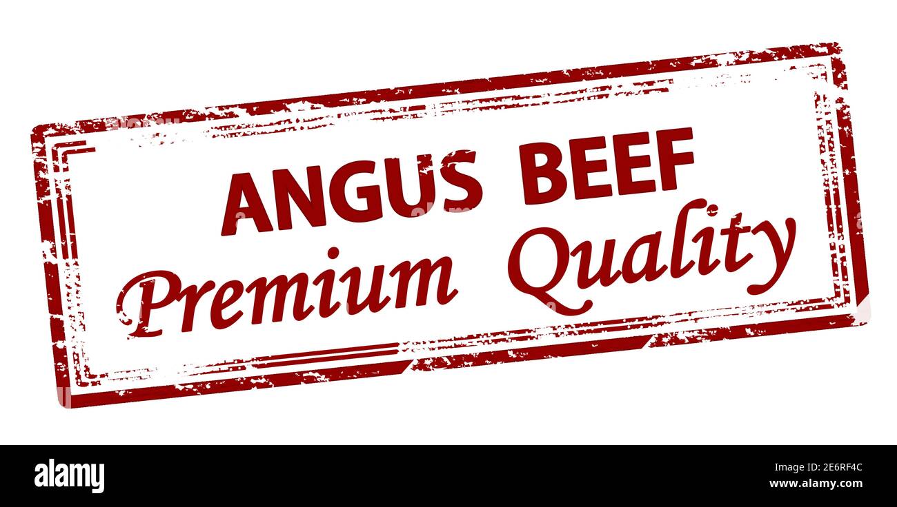 Rubber stamp with text angus beef premium quality inside, vector illustration Stock Photo